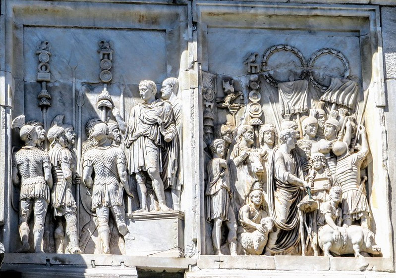 A detail of the Arch of Constantine, Rome