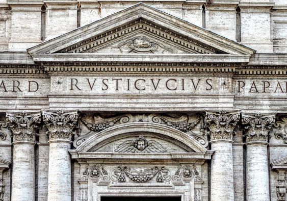 A detail of the facade of the church of Santa Susanna, Rome