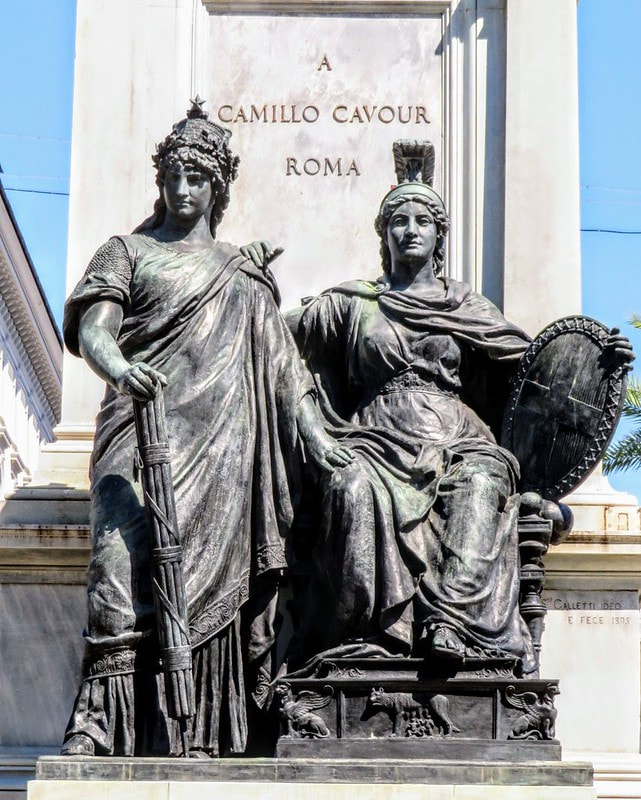 Allegorical statues of Italy & Rome, Monument to Camillo Cavour, Rome