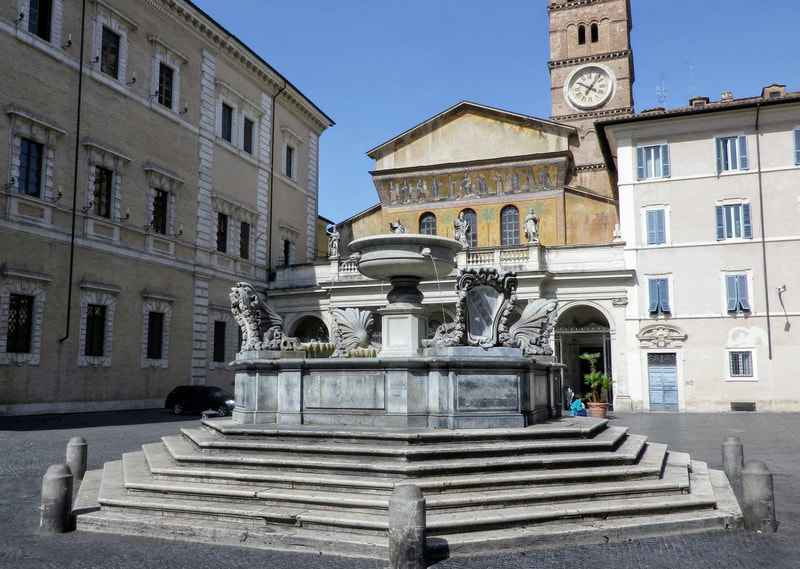 Fountain, Piazza Santa Maria in Trastevere, Rome
