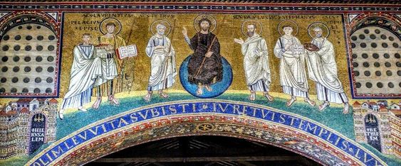 13th century mosaics, triumphal arch of San Lorenzo fuori le Mura, Rome