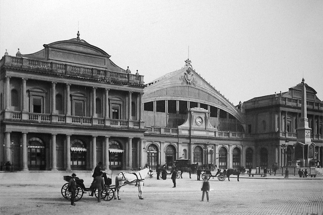 Old photograph (c. 1890) of Stazione Termini, Rome's main Railway Station, Rome