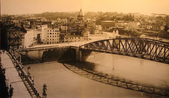 Old photograph of the Ponte degli Alari, Rome
