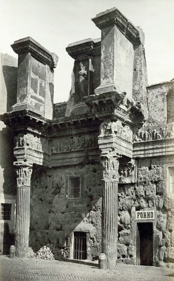 Old photograph of the 'Two Colonacce', Forum of Nerva, Rome
