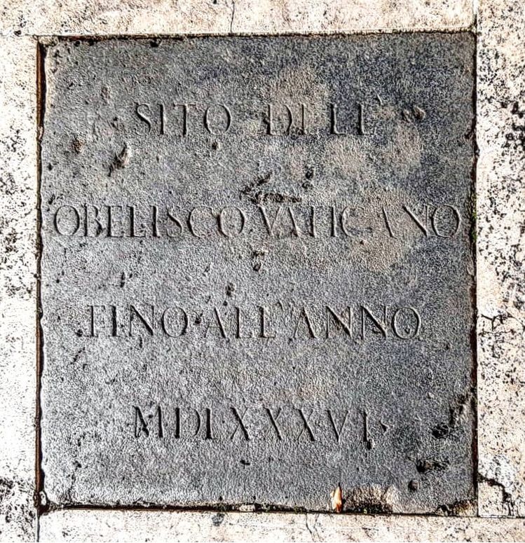 Plaque marking the original site of the Vatican Obelisk, Rome