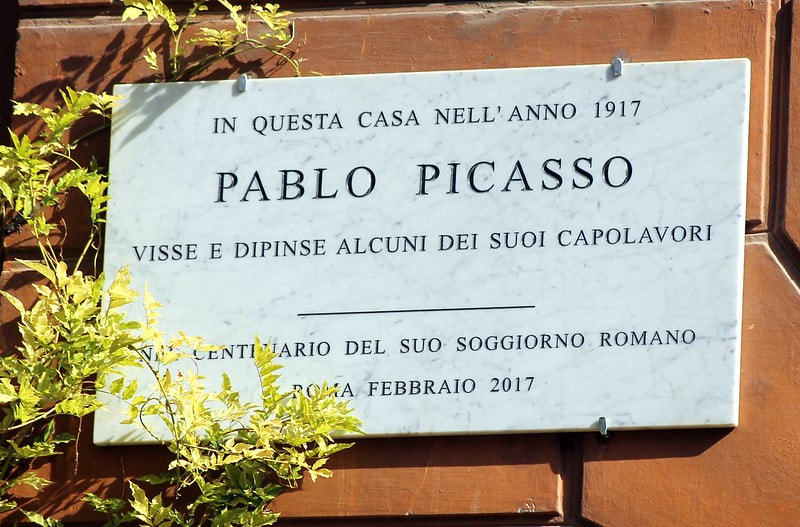 Plaque to Pablo Picasso, Via Margutta, Rome.