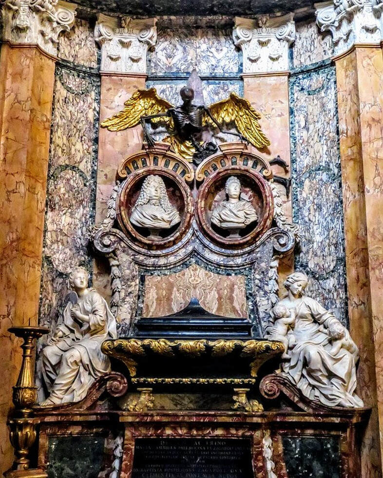 Funerary monument to Maria Camilla and Giovanni Battista Rospigliosi, Cappella Rospigliosi-Pallavicini, San Francesco a Ripa, Rome
