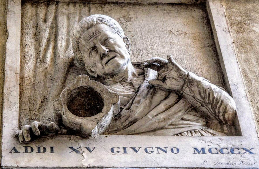 Bas-relief of Giustina Rossi by Pietro Lorandini, Merceria, Venice