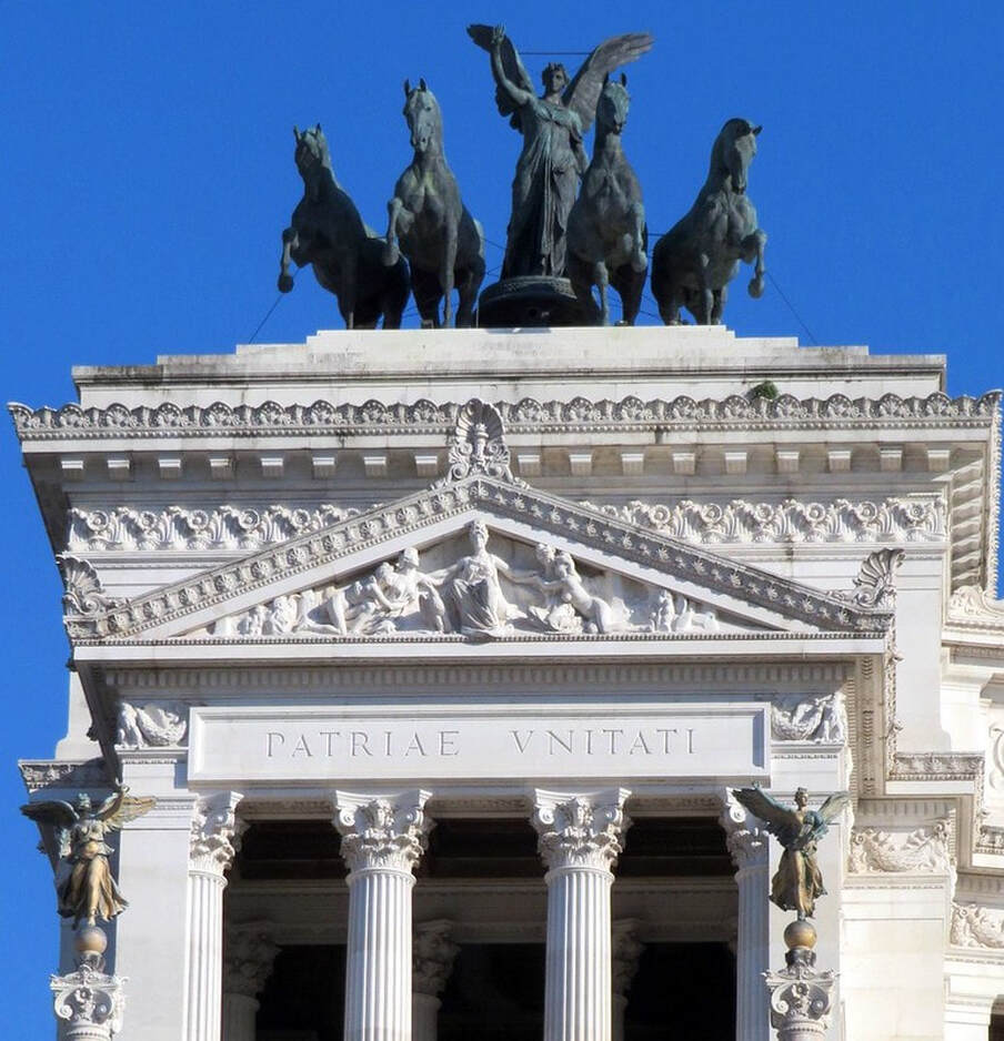 'Quadriga dell'Unità' bronze statue by Carlo Fontana, the Vittoriano, Rome