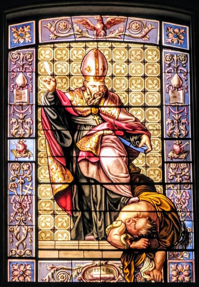 St Augustine, stained glass window of the church of Sant' Agostino, Rome