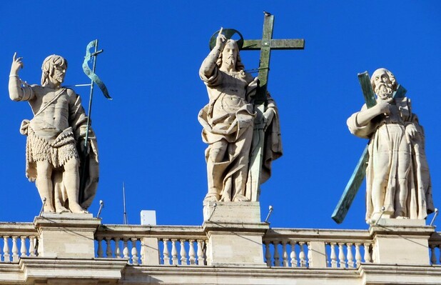 St John the Baptist, Christ & St Andrew, facade of St Peter's Basilica, Rome