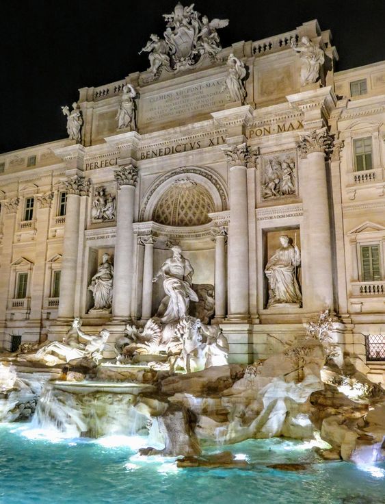 Rome's Trevi Fountain at night
