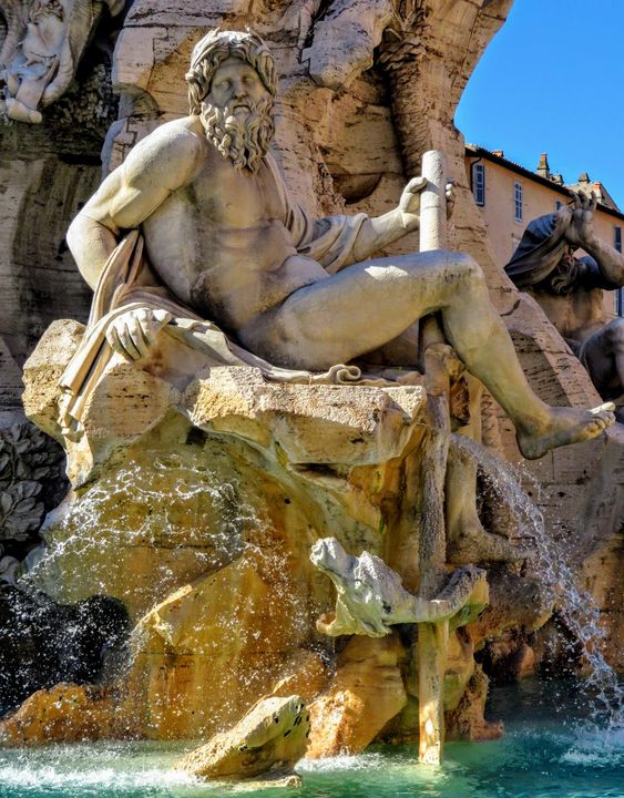 Statue of the river Ganges, Fountain of the Four Rivers, Piazza Navona, Rome