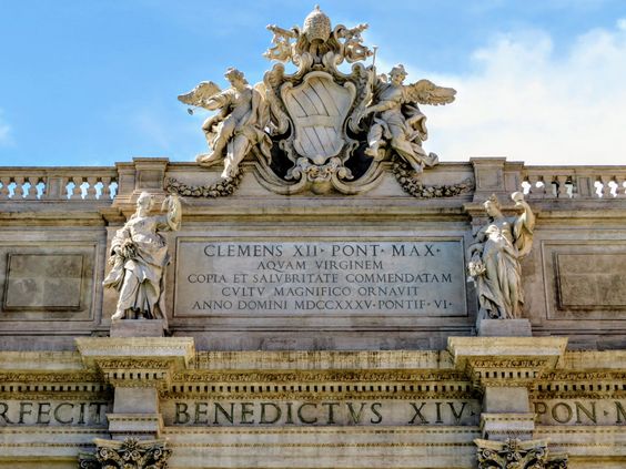 Inscription to Pope Clement XII (r. 1730-40), Trevi Fountain, Rome