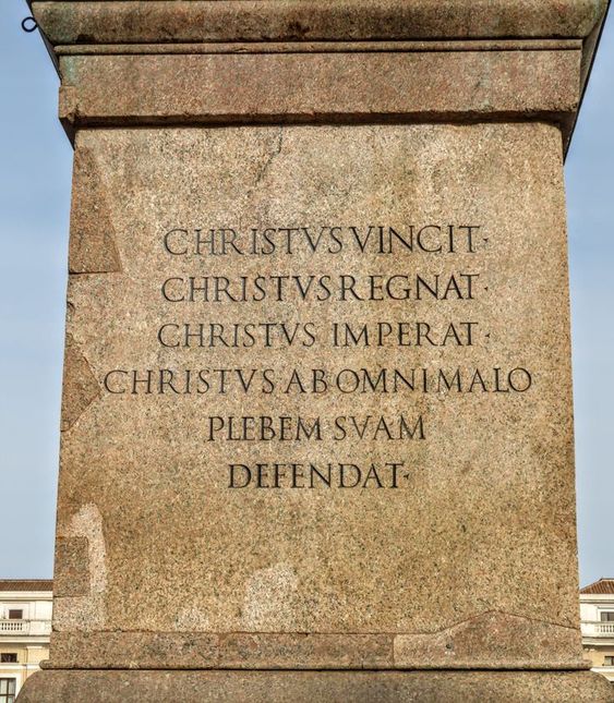 'Vatican' Obelisk, inscription (west face), St Peter's Square, Rome