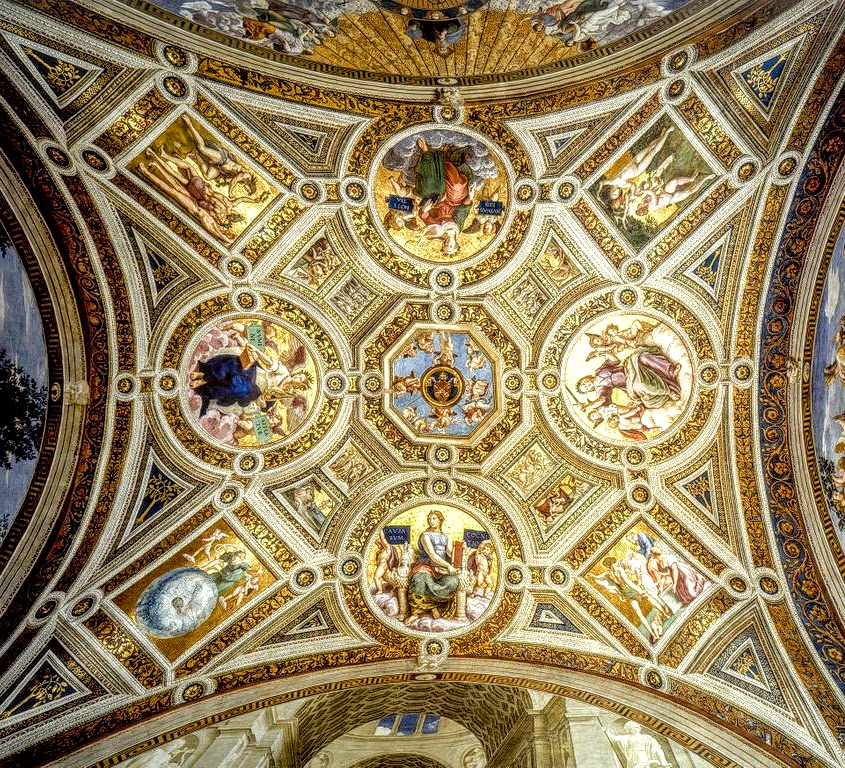 Vault frescoes by Raphael, Stanza della Segnatura, Vatican Museums, Rome