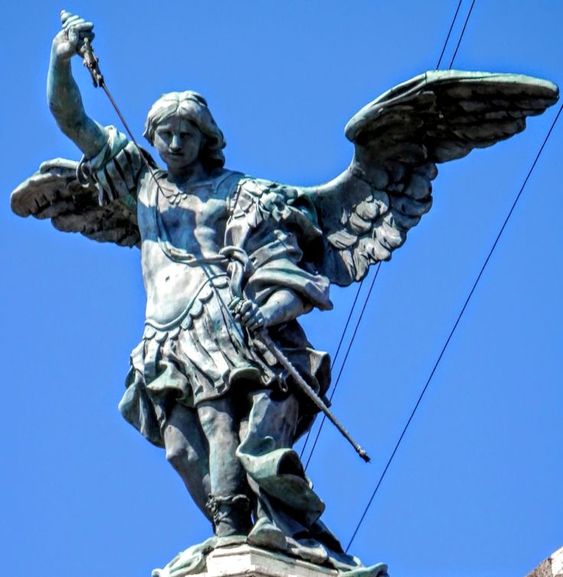 18th century bronze statue of the Archangel Michael, Castel Sant'Angelo, Rome