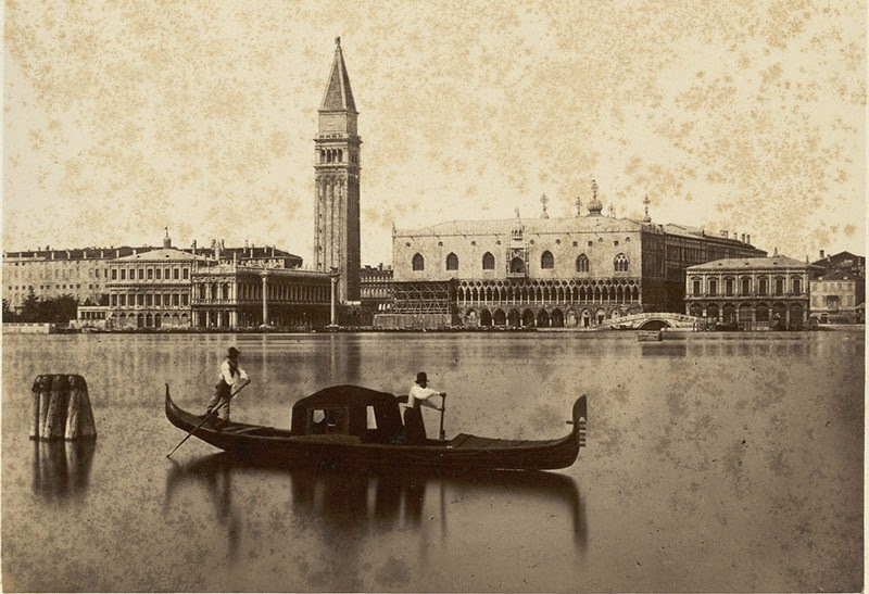 19th century photograph of a gondola in Venice