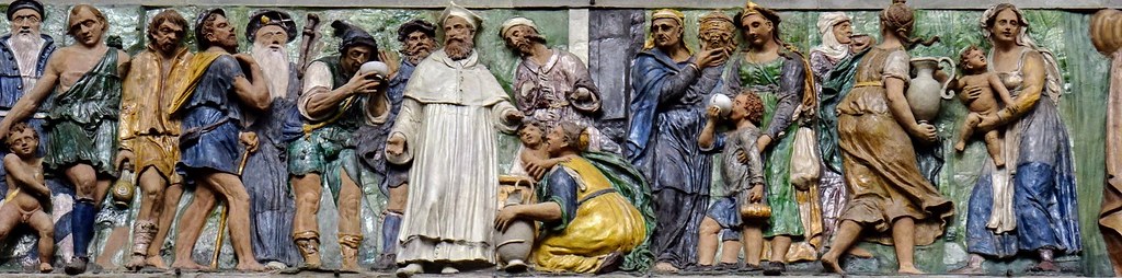 One of the Seven Acts of Mercy by Santi Buglioni, Ospedale del Ceppo, Pistoia