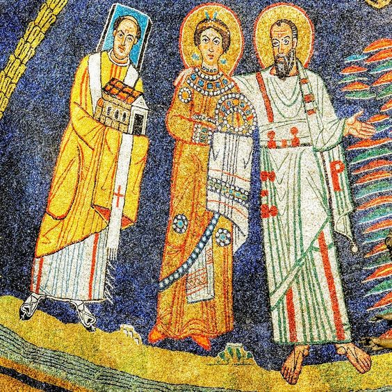 9th century mosaics, apse of the church Santa Prassede, Rome