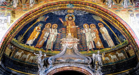 9th century mosaics, apse of the church Santa Prassede, Rome