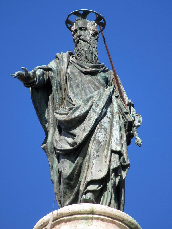 Bronze statue of St Paul (1589) by Leonardo Sormani and Tommaso della Porta, Column of Marcus Aurelius, Rome