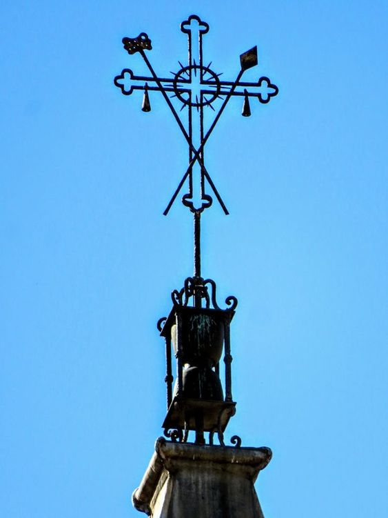 A detail of the bell tower, the church of Santa Maria dell' Orazione e Morte, Rome