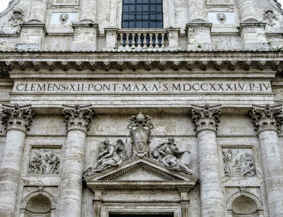 A detail of the facade of the church of San Giovanni dei Fiorentini, Rome