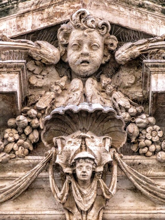 A detail of the facade of the church of Sant' Antonio dei Portoghesi, Rome