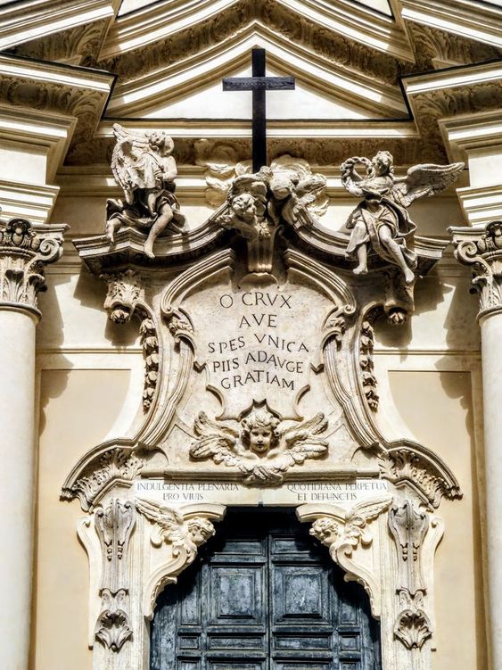 A detail of the facade of the church of Santa Maria Maddalena, Rome