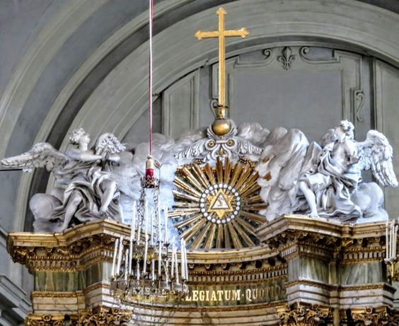 A detail of the high altar, church of Santissima Trinità dei Monti, Rome