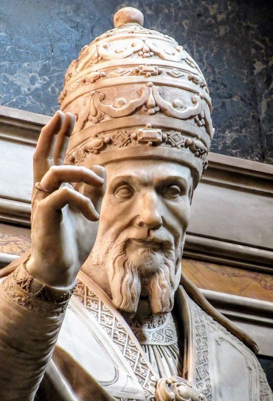 A detail of the statue of Pope Urban VII, church of Santa Maria sopra Minerva, Rome