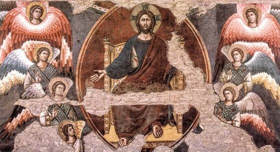 A fragment of the fresco of the Last Judgement by Pietro Cavallini, the church of Santa Cecilia in Trastevere, Rome