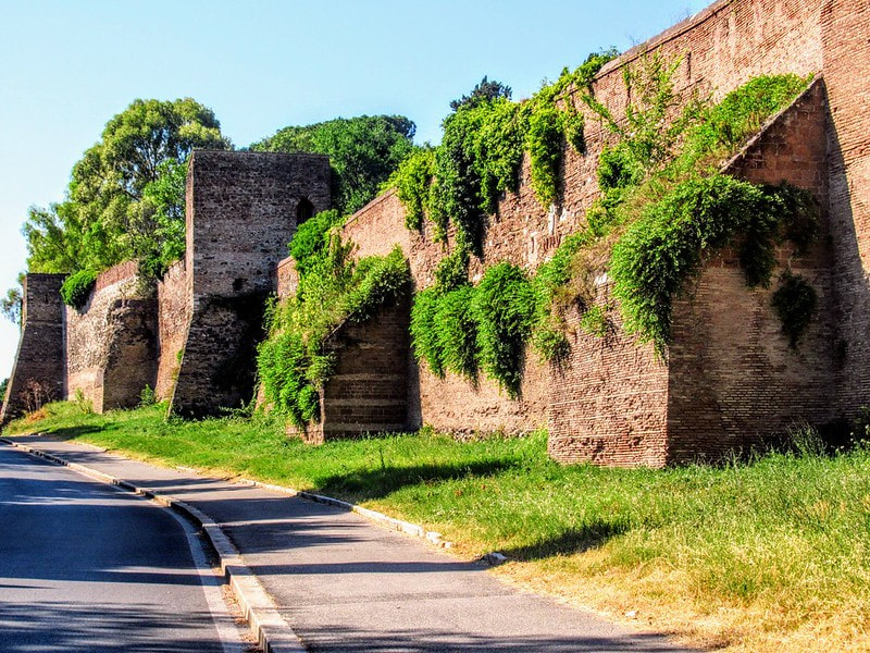 A section of the Aurelian Walls, Rome.