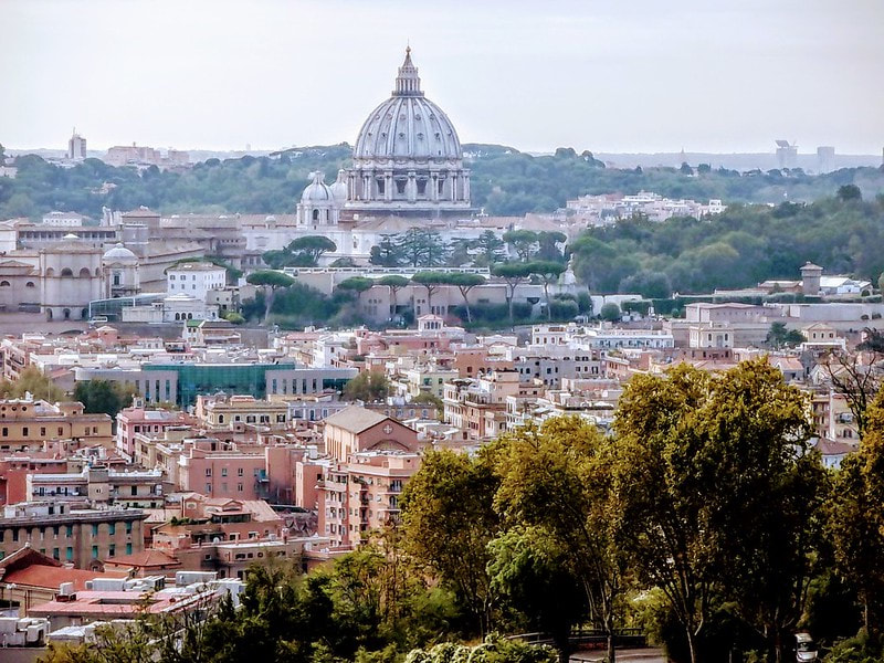 A view of St Peter's Basilica from Monte Mario, Rome