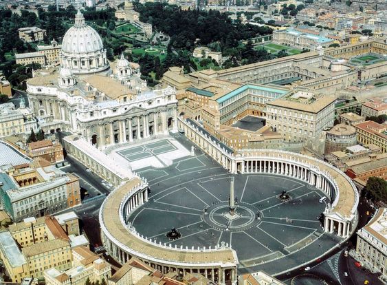 Aerial view of St Peter's Basilica and St Peter's Square, Rome