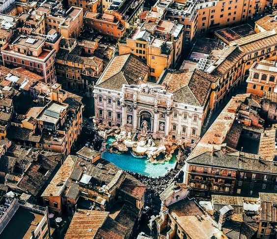 Aerial view of the Trevi Fountain, Rome