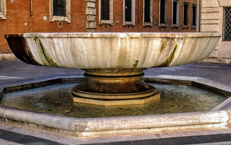 Ancient granite basin near Palazzo Madama, Rome