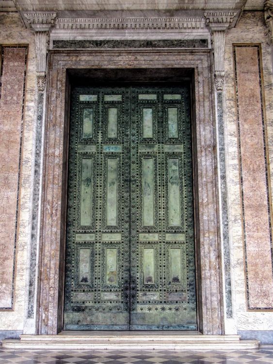 Ancient Roman bronze door once the entrance to the Curia, St John Lateran (San Giovanni in Laterano), Rome