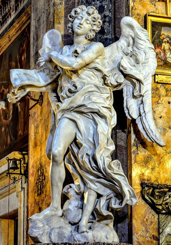 Angel with Superscription by Bernini, church of Sant' Andrea della Fratte, Rome