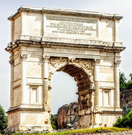 Arch of Titus with the inscription of Pope Pius VII (r. 1800-23), Forum, Rome