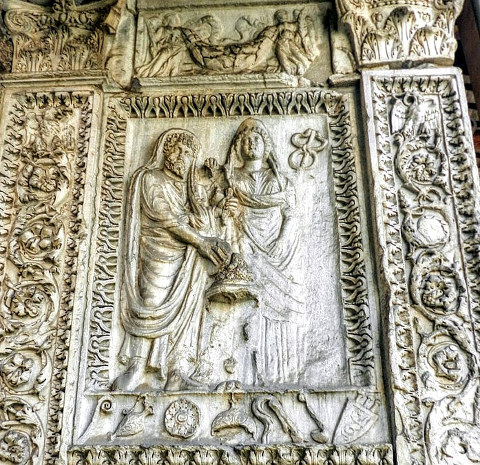 Bas-relief of emperor Septimius Severus, Arch of the Money-Changers (Arco degli Argentari), Rome
