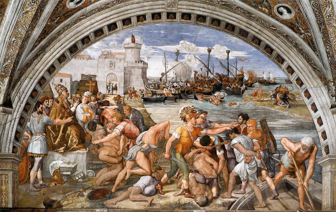 Battle of Ostia, Stanza dell' Incendio, Vatican Museums, Rome