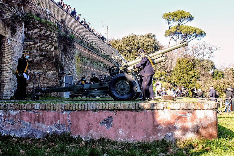The cannon that marks noon on the Janiculum Hill, Rome