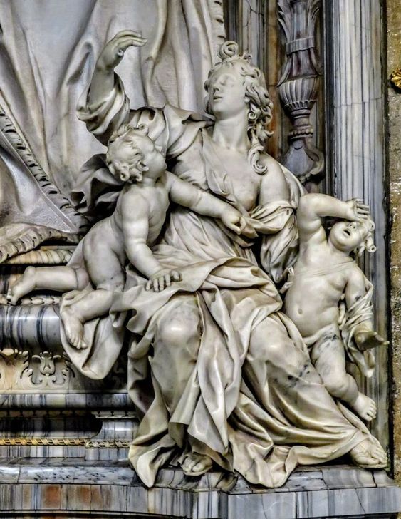 'Charity', a detail of the funerary monument to' Luigi Prioli, the church of San Marco, Rome
