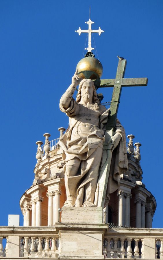 Christ the Redeemer by Cristoforo Stati, facade of St Peter's Basilica, Rome