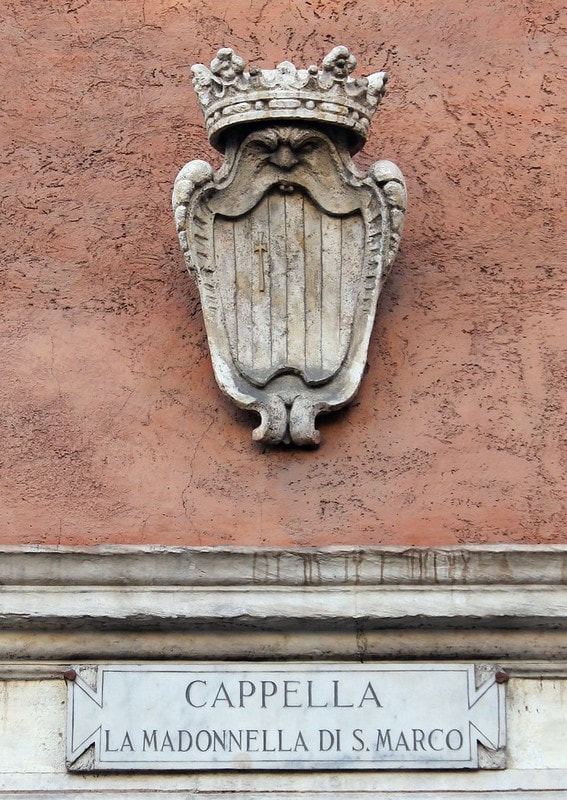 Coat of arms above entrance to the Madonnella di San Marco, Palazzo Venezia, Rome