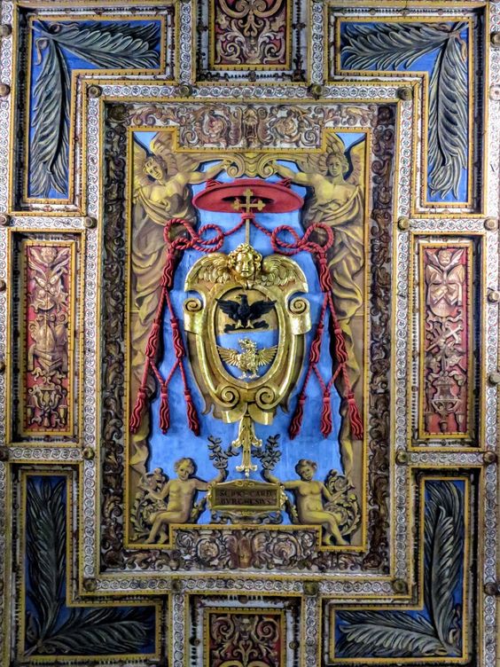 Coat of arms of Cardinal Scipione Borghese, church of San Sebastiano fuori le Mura, Rome