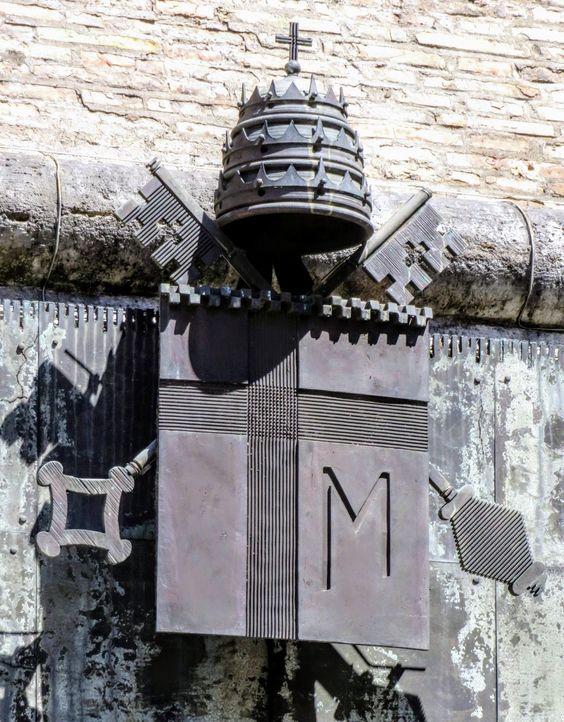 Coat of arms of Pope John Paul II, entrance to Vatican Museums, Rome