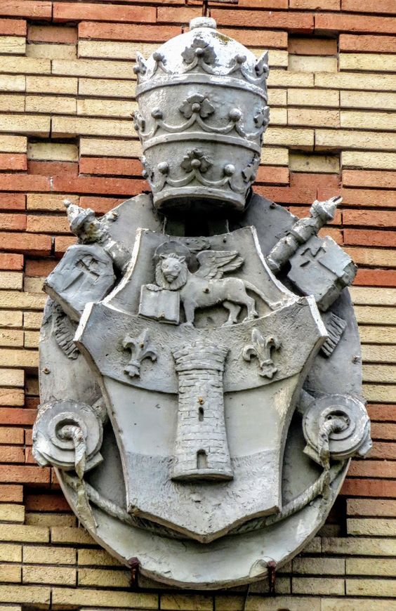 Coat of arms of Pope John XXIII (r. 1958-63), Church of Our Lady of Lourdes at Tor Marancia, Rome
